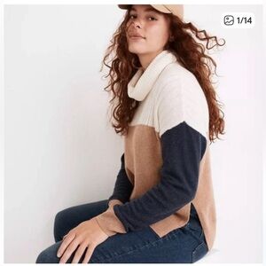 MADEWELL Color Block Hickory Turtleneck Sweater Size XXS